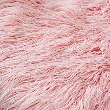 Ojia Super Soft Fuzzy Shaggy Mongolian Lamb Faux Fur Throw Blanket Plush Warm Cozy Elegant Long Bedding Cover Chic Decorative for Sofa Floor-50”x 60”,Pink