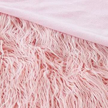 Ojia Super Soft Fuzzy Shaggy Mongolian Lamb Faux Fur Throw Blanket Plush Warm Cozy Elegant Long Bedding Cover Chic Decorative for Sofa Floor-50”x 60”,Pink