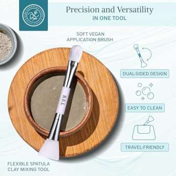 Bare Essentials Living - Clay Face Mask Brush (1 Pack, White) Dual Soft Silicone Face Mask Applicato...
