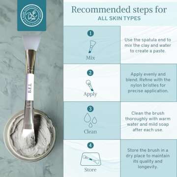 Bare Essentials Living - Clay Face Mask Brush (1 Pack, White) Dual Soft Silicone Face Mask Applicator Brush Tool, Great Facial Essentials, Moisturizer Applicator & Skincare Brush for Facials