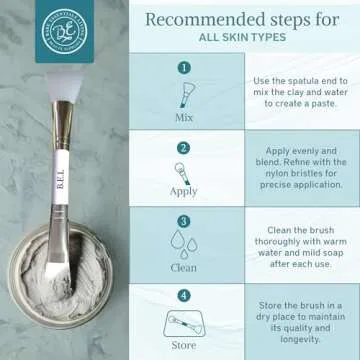 Bare Essentials Living - Clay Face Mask Brush (1 Pack, White) Dual Soft Silicone Face Mask Applicator Brush Tool, Great Facial Essentials, Moisturizer Applicator & Skincare Brush for Facials