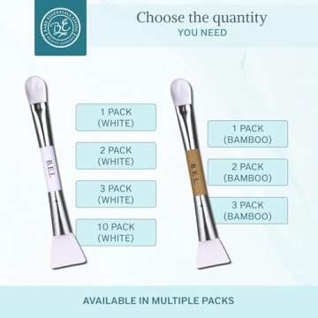 Bare Essentials Living - Clay Face Mask Brush (1 Pack, White) Dual Soft Silicone Face Mask Applicator Brush Tool, Great Facial Essentials, Moisturizer Applicator & Skincare Brush for Facials