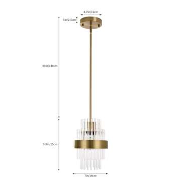 IkirourI Pendant Light Fixtures, 7inch Modern Glass Pendant Light, 2 Pack Brass Color Kitchen Island...