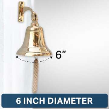 Brass Ship Bell Polished Nautical, Heavy Duty Brass Maritime Duty Watch Ships Bell by The Metal Magi...
