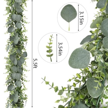 CEWOR 5pcs 5.5ft Artificial Eucalyptus Garland Set for Chic Decor