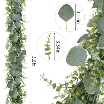 CEWOR 5pcs 5.5ft Artificial Eucalyptus Garland Set for Chic Decor