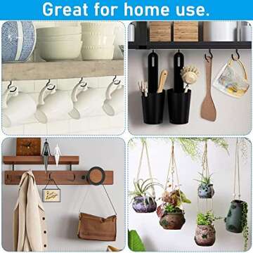 70 Pcs Ceiling Hooks for Hanging, 6 Sizes Screw Hooks for Hanging, Black Vinyl Coated Cup Hooks Screw In for Hanging Plants Christmas Lights, Cups, Decors (1/2", 5/8", 3/4", 7/8", 1'', 1-1/4").