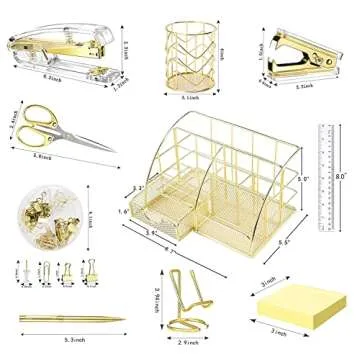 JUOPIEA Desk Organizers and Accessories Office Supplies 12PS Set with Acrylic Stapler, Staple Remove...