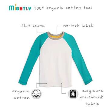 Mightly Boys and Girls' Long Sleeve Raglan Shirt | Organic Cotton, Stylish Casual Wear for Kids