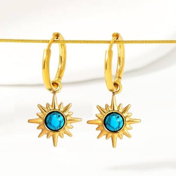 Hypoallergenic Gold Dangle Turquoise Earrings for All