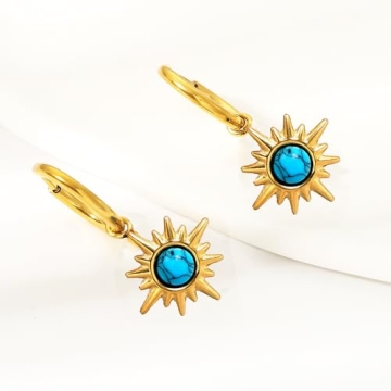 Hypoallergenic Gold Dangle Turquoise Earrings for All