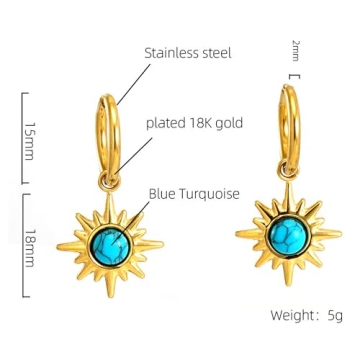 Hypoallergenic Gold Dangle Turquoise Earrings for All