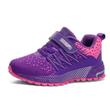 KUBUA Kids Sneakers for Boys Girls Running Tennis Shoes Lightweight Breathable Sport Athletic Purple...
