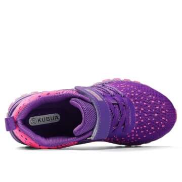 KUBUA Kids Sneakers for Boys Girls Running Tennis Shoes Lightweight Breathable Sport Athletic Purple B Big Kid Size 1