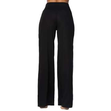 Sunzel Wide Leg Pants Women High Waist Yoga Pants with Pockets Stretch Loose Comfy Casual Lounge Sweatpants 32" Inseam Black Small