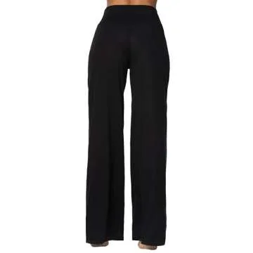 Sunzel Wide Leg Pants Women High Waist Yoga Pants with Pockets Stretch Loose Comfy Casual Lounge Sweatpants 32" Inseam Black Small