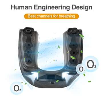 2Pack Football Mouth Guard with Strap, Upgrade Soft Youth Mouth Guard Football Mouthpiece, Professional Mouth Guard Sports for Boxing, MMA, Hockey, Rugby, Basketball for Adult & Youth (Black)