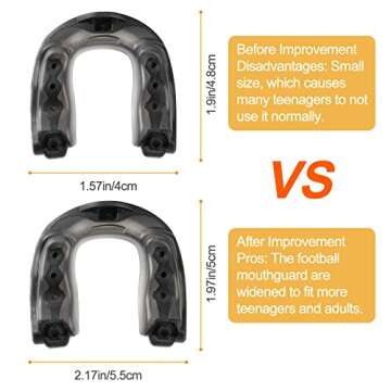 2Pack Football Mouth Guard with Strap, Upgrade Soft Youth Mouth Guard Football Mouthpiece, Professional Mouth Guard Sports for Boxing, MMA, Hockey, Rugby, Basketball for Adult & Youth (Black)