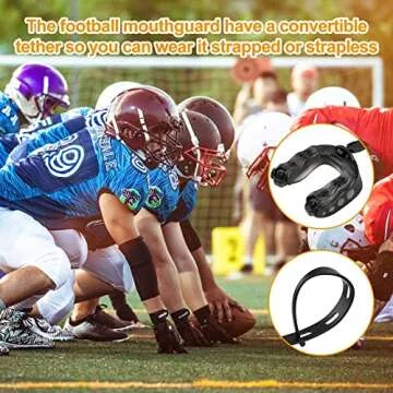 2Pack Football Mouth Guard with Strap, Upgrade Soft Youth Mouth Guard Football Mouthpiece, Professional Mouth Guard Sports for Boxing, MMA, Hockey, Rugby, Basketball for Adult & Youth (Black)