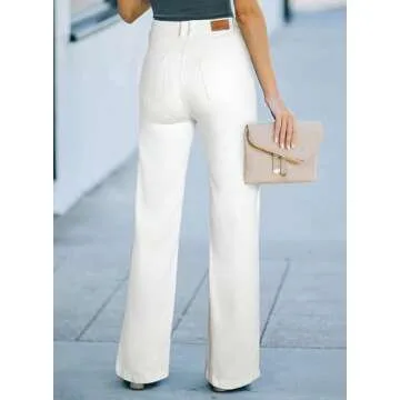 Shop Sidefeel Women's Chic White Wide Leg Jeans