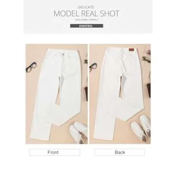 Shop Sidefeel Women's Chic White Wide Leg Jeans