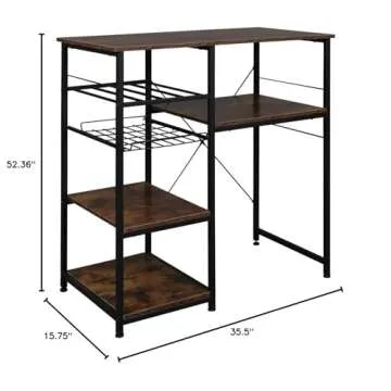 ROVSUN Kitchen Baker’s Rack, 4-Tier Microwave Storage Stand, Utility Storage with 10 Hooks, Spice ...