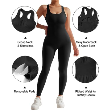 MOSHENGQI Stylish Women Racerback Jumpsuit for Workout