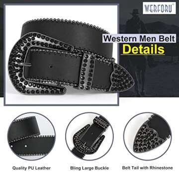 Stylish WERFORU Western PU Leather Belt with Rhinestones