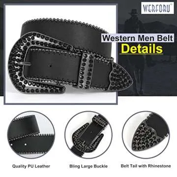 Stylish WERFORU Western PU Leather Belt with Rhinestones