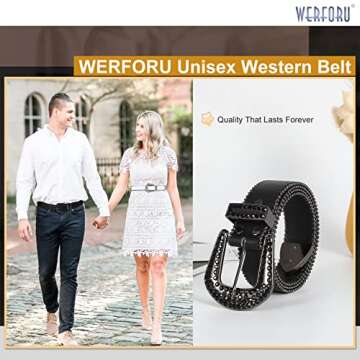 Stylish WERFORU Western PU Leather Belt with Rhinestones