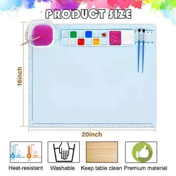 Silicone Painting Mat, Craft Silicone Mat Nonstick, Kids Painting Mat 20"x 16" Large Silicone Art Ma...