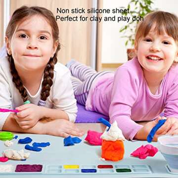Silicone Painting Mat, Craft Silicone Mat Nonstick, Kids Painting Mat 20"x 16" Large Silicone Art Mat with Cup and Paint Holder, Multipurpose Silicone Art Mat Placemat for Painting Clay Resin Casting…