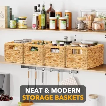 SpaceAid Wicker Storage Baskets Set for Home Organization