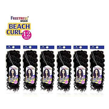 BEACH CURL 12" (6 Packs, 1B) - FreeTress Synthetic Braid Crochet Hair