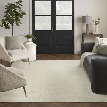 Eco-Friendly Ivory Area Rug for Bedrooms and Living Rooms