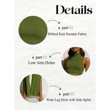 ARTFREE Womens 2 Piece Outfits Sets Casual Sweatsuits Streetwear, Ribbed Knit Palazzo Wide Leg Pants and Cropped Tops Camel XL