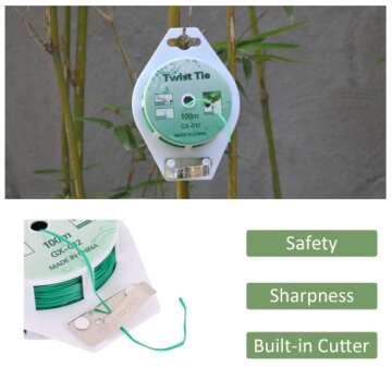 Twist Ties - All-Purpose Coated 328feet Garden Plant Ties with Trimmer Garden Twine Support Ties Reu...