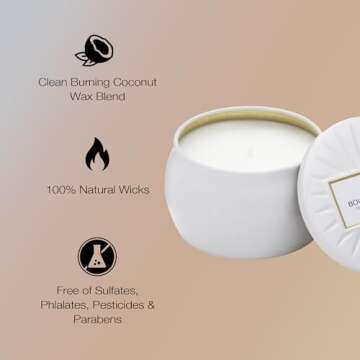 Voluspa Bourbon Vanille, Mini Tin Candle, 4 oz, 25 Hour Burn Time, Coconut Wax for Clean Burning, Handcrafted in the USA