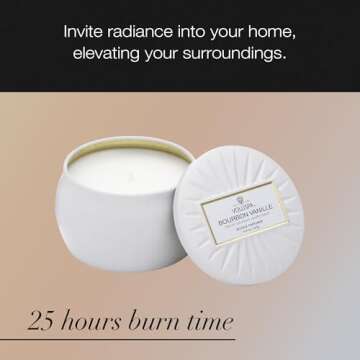 Voluspa Bourbon Vanille, Mini Tin Candle, 4 oz, 25 Hour Burn Time, Coconut Wax for Clean Burning, Handcrafted in the USA