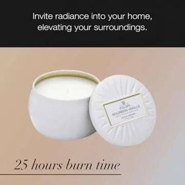 Voluspa Bourbon Vanille, Mini Tin Candle, 4 oz, 25 Hour Burn Time, Coconut Wax for Clean Burning, Handcrafted in the USA