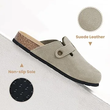 Comfortable Suede Clogs for Women Adjustable Slip-On