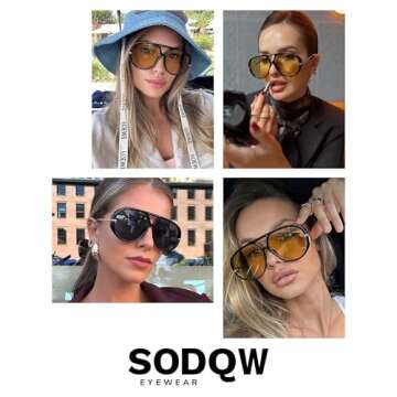 SODQW Oversized Aviator Sunglasses - Trendy Double Bridge Design for 2025