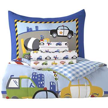 Dream Factory Trucks Tractors Cars 5-Piece Kids Bedding Set