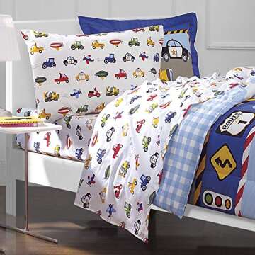 Dream Factory Trucks Tractors Cars 5-Piece Kids Bedding Set