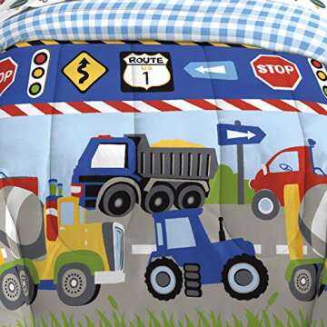 Dream Factory Trucks Tractors Cars 5-Piece Kids Bedding Set