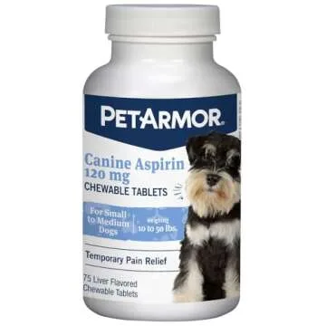 PetArmor Aspirin for Small Dogs, Fast Acting Anti-Inflammatory and Pain Relief For Dogs, Vet-Quality Joint Support and Pain Meds for Dogs, 75 Liver Flavored Tablets