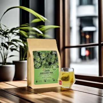 FullChea - Oregano Tea Bags, 30 Teabags Oregano Tea, 2g/bag - Premium Oregano Leaves - Non-GMO - Caffeine-free - Support Digestion & Boost Immunity