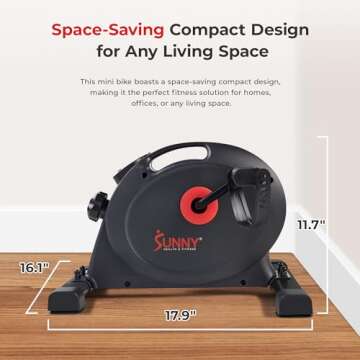 Sunny Health & Fitness Under Desk Smart Mini Pedal Exerciser, Dual Function Exercise Cycle Bike with Low Profile Design - SF-B023005DGY