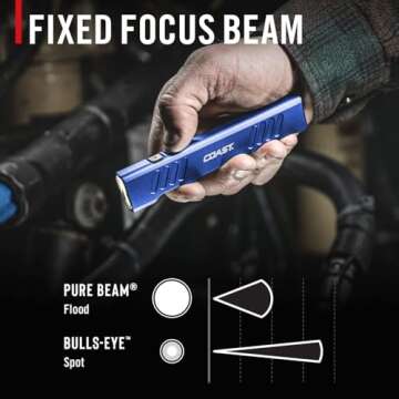 Coast Slayer 1150 Lumen USB-C Rechargeable LED Flashlight with Spot/Flood, Memory Mode and Pocket Clip, Blue