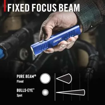 Coast Slayer 1150 Lumen USB-C Rechargeable LED Flashlight with Spot/Flood, Memory Mode and Pocket Clip, Blue